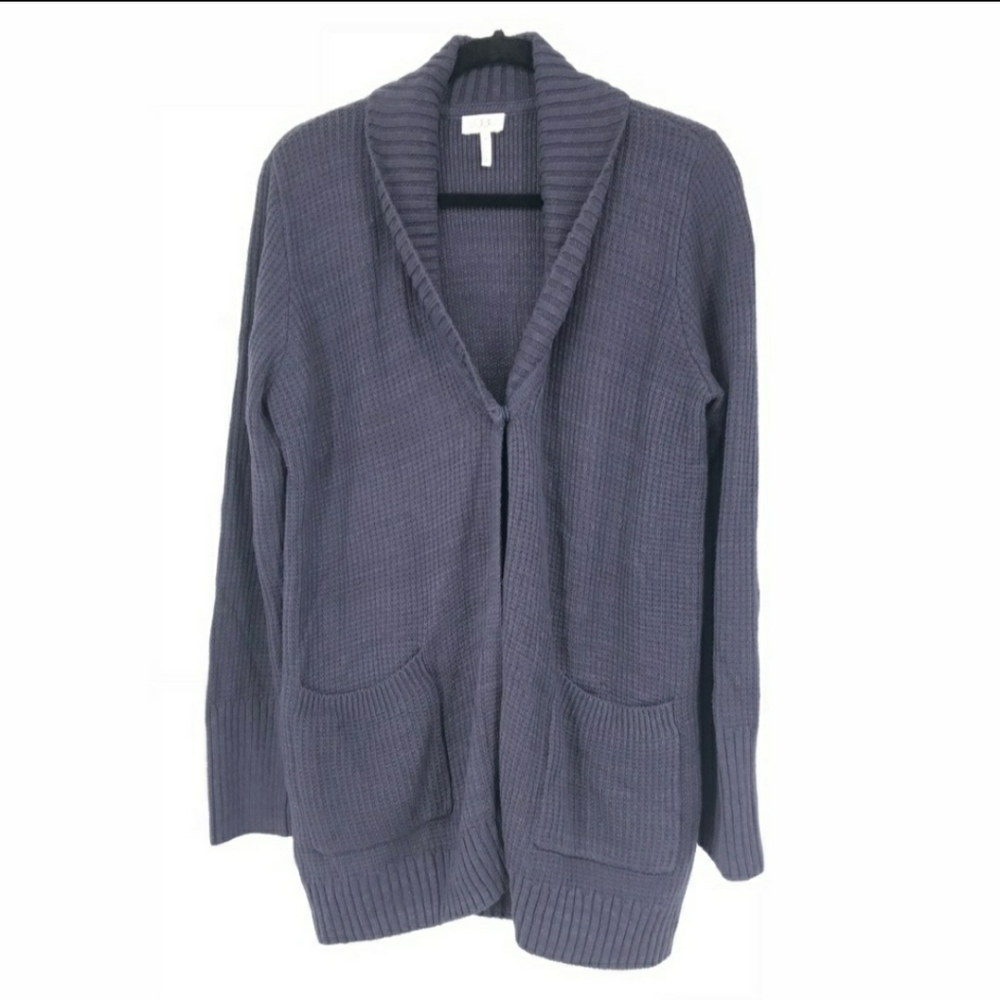 Logo by Lori Goldstein Shawl Open Cardigan Top Button Stone Blue Women's Large